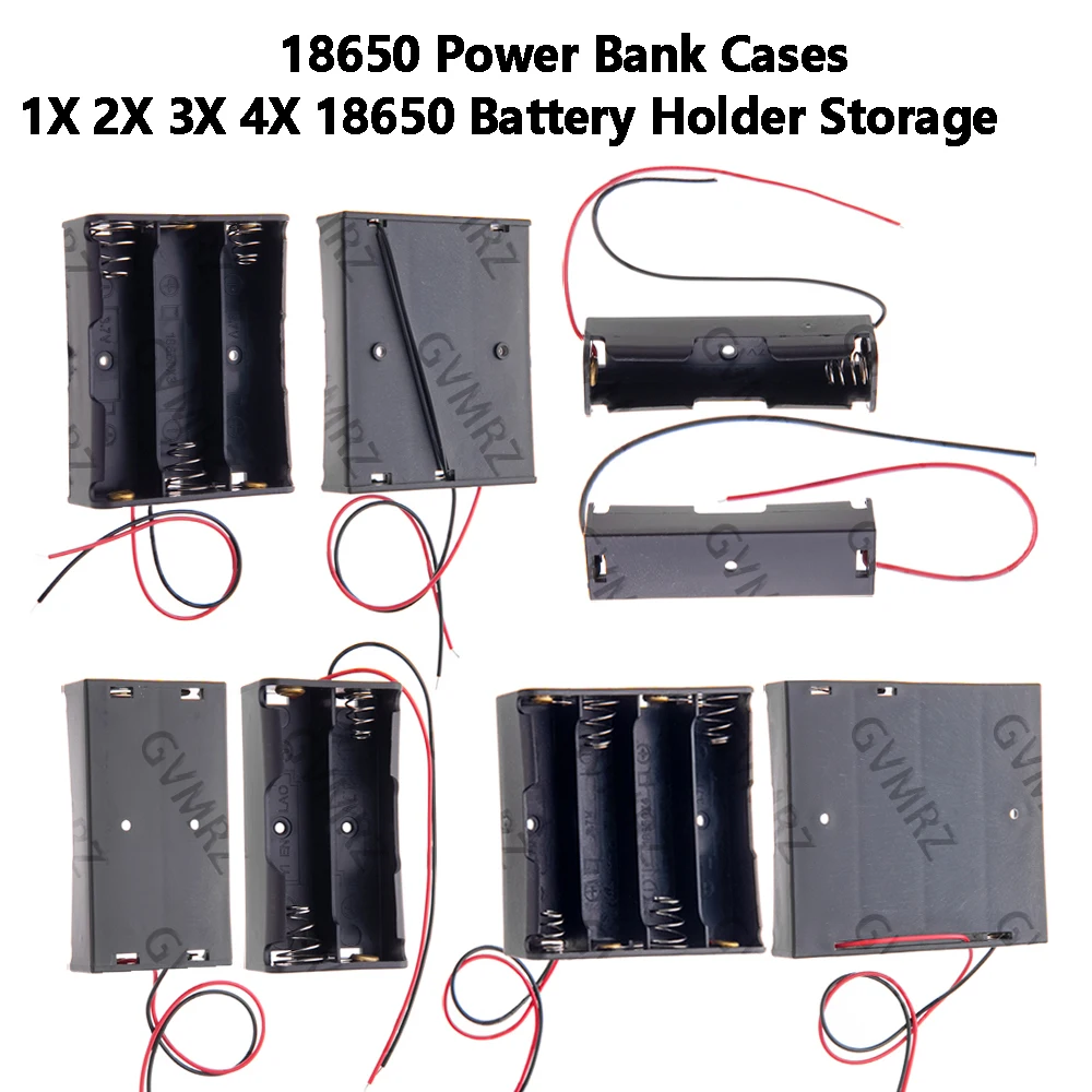 18650 Power Bank Cases 1X2X3X18650 Battery Holder Storage Box Case 1 2 3 4 Slot Batteries With Wire Lead For Integrated Circuit