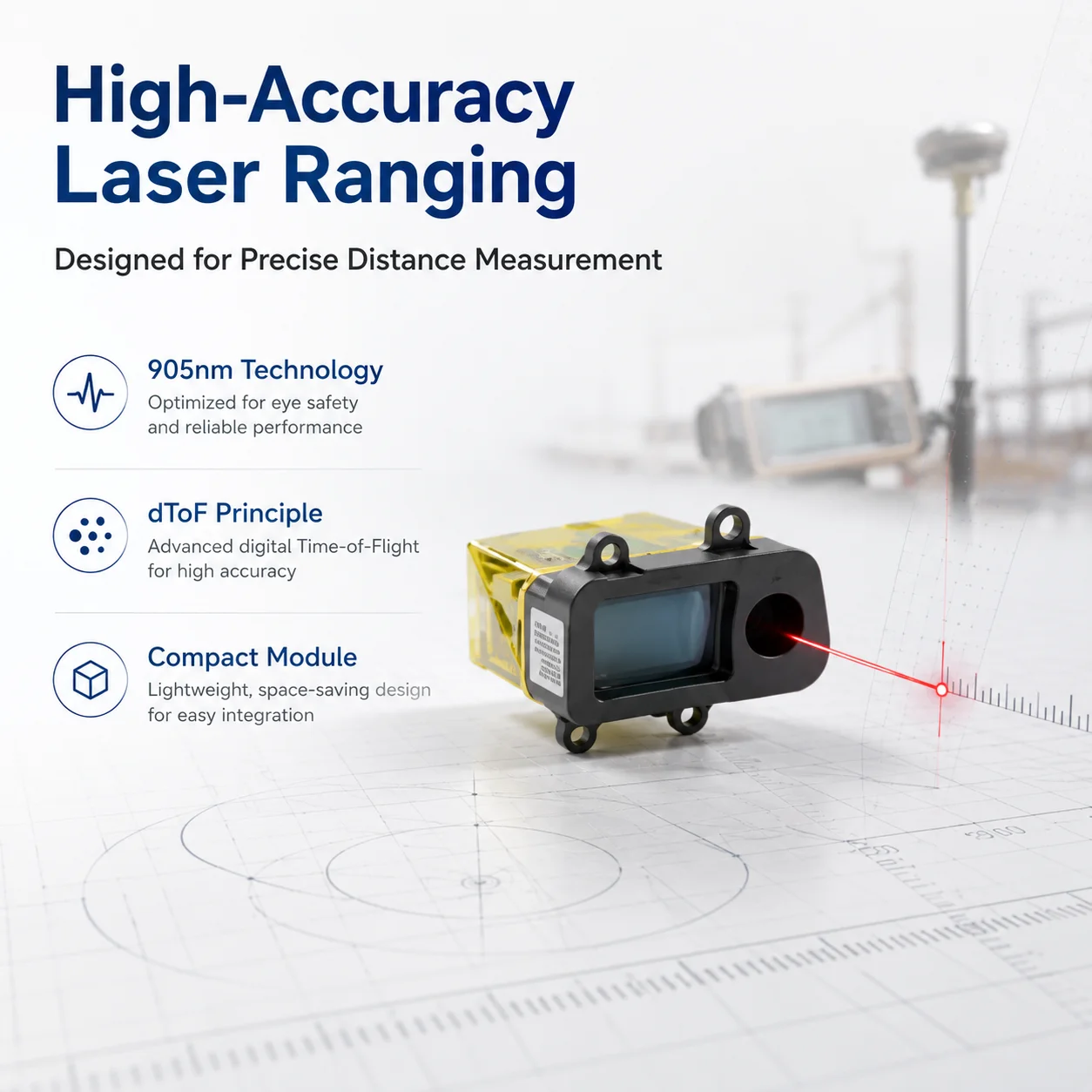 XD-S1000A2 1000m 905nm LiDAR Distance Sensor Module for Robotic Navigation SLAM Obstacle Avoidance Industrial Vision Solution