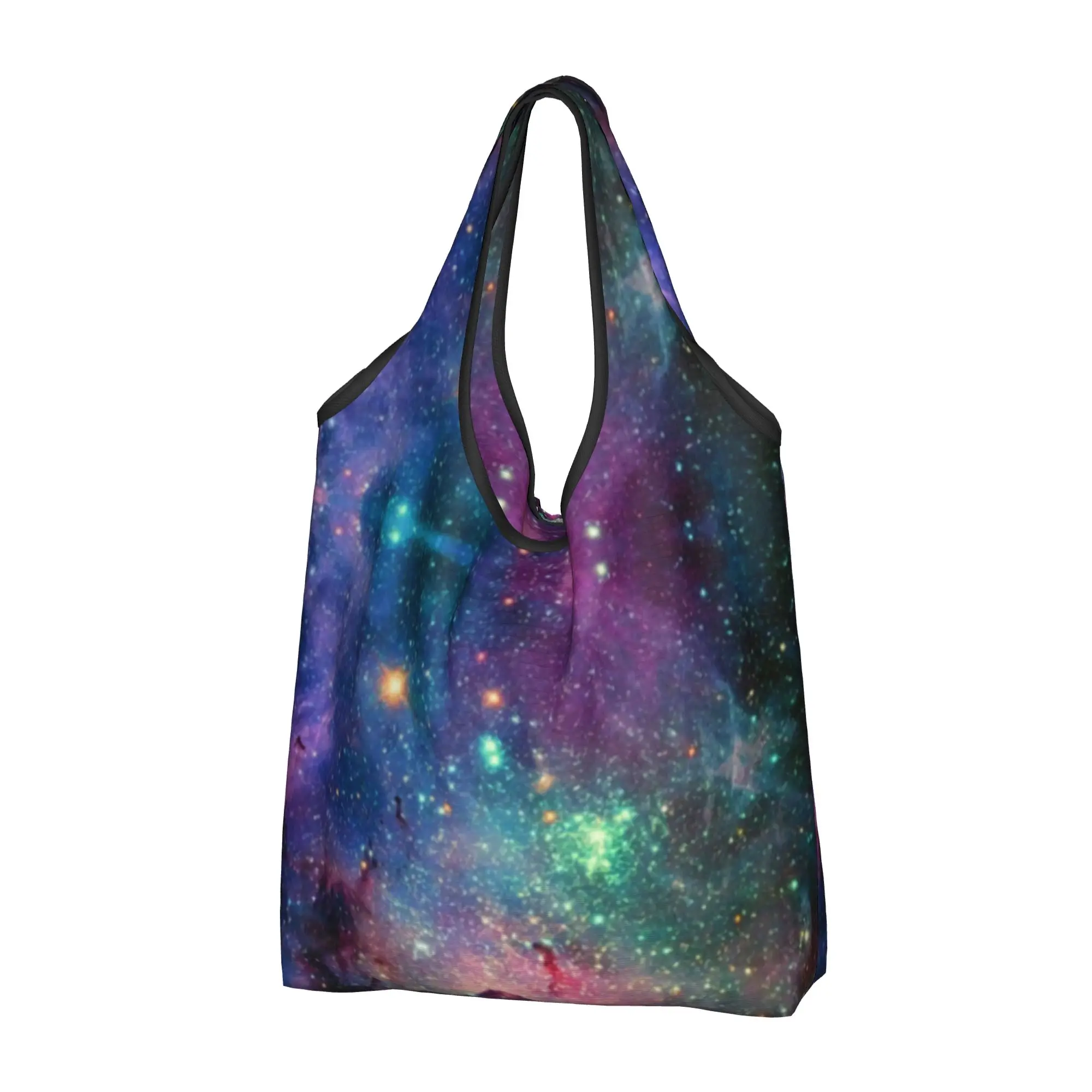 Recycling Wonderful Galaxy Space Shopping Bag Women Tote Bag Portable  Grocery Shopper Bags