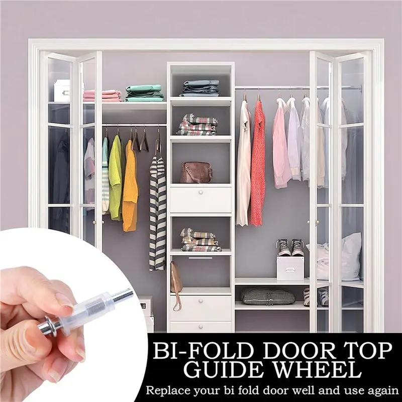 16X Bi-Fold Door Top Roller Guide Wheel And Top Pivot,Spring Loaded Bifold Door Hardware Kit,B