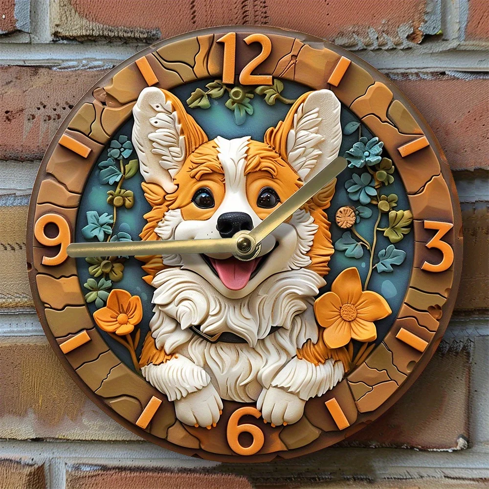 Orologio da parete Pembroke Welsh Corgi - Alluminio, arredamento fai da te per camera da letto e soggiorno, perfetto arredamento per sala da pranzo