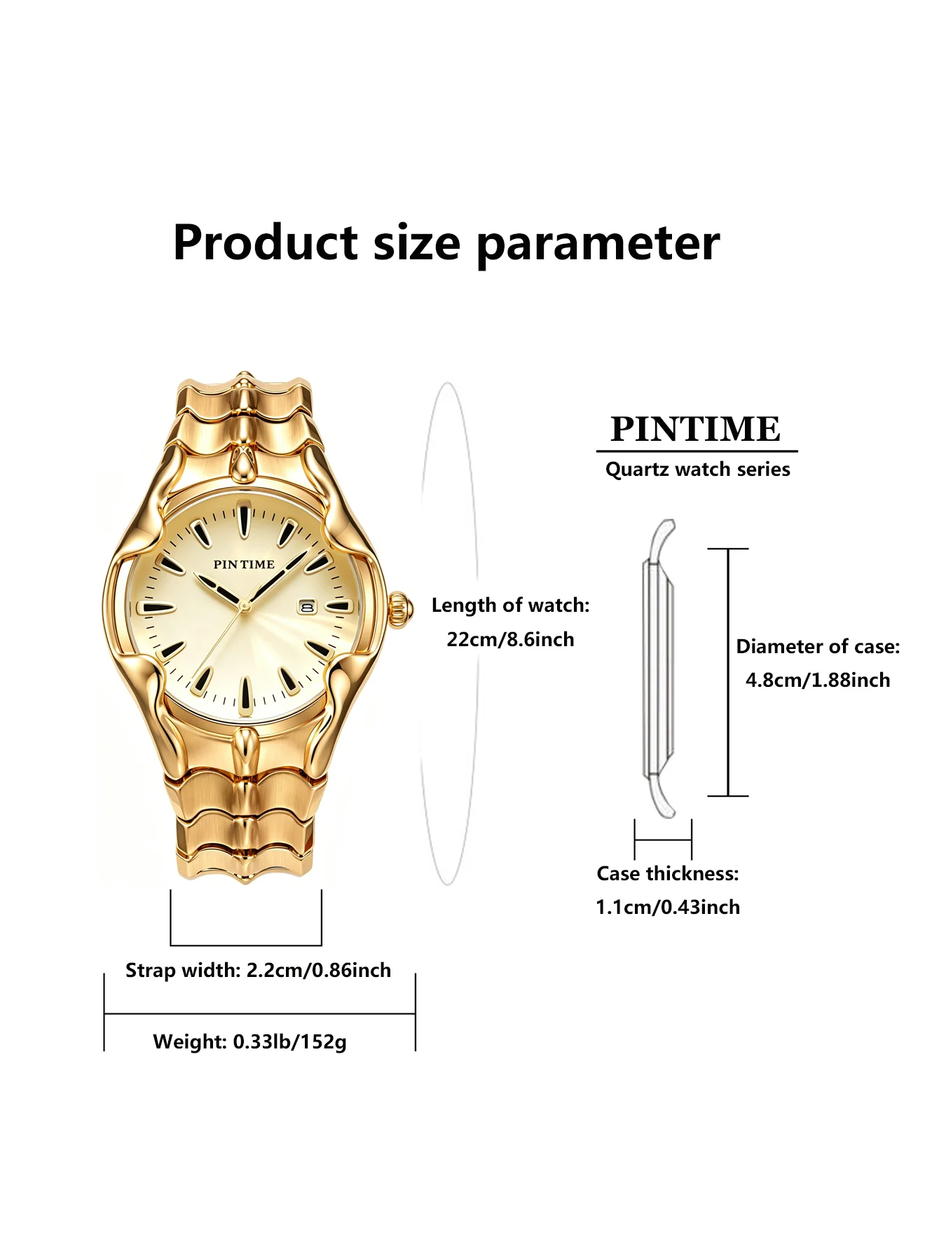 1pc Men's Quartz Watch, a Three-Dimensional Wave Pleated Textured Watch, Available in Three Colors, Gold, Black and Silver with