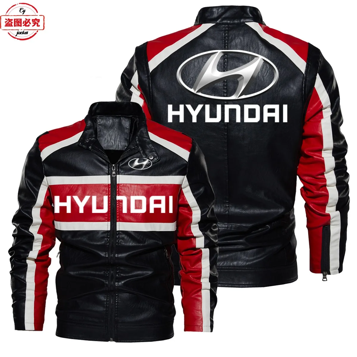 

WRC rally modern racing logo washed pu leather jacket windproof autumn and winter men's contrasting leather jacket