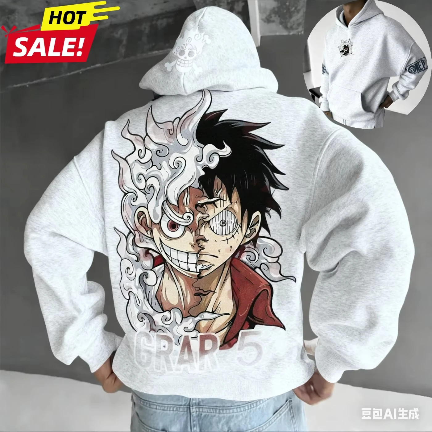 Una pieza 2026 nuevo caliente Nika Luffy Gear Harajuku Anime invierno hombres Sudadera con capucha calle Vintage mujeres Sudadera con capucha de gran tamaño Unisex