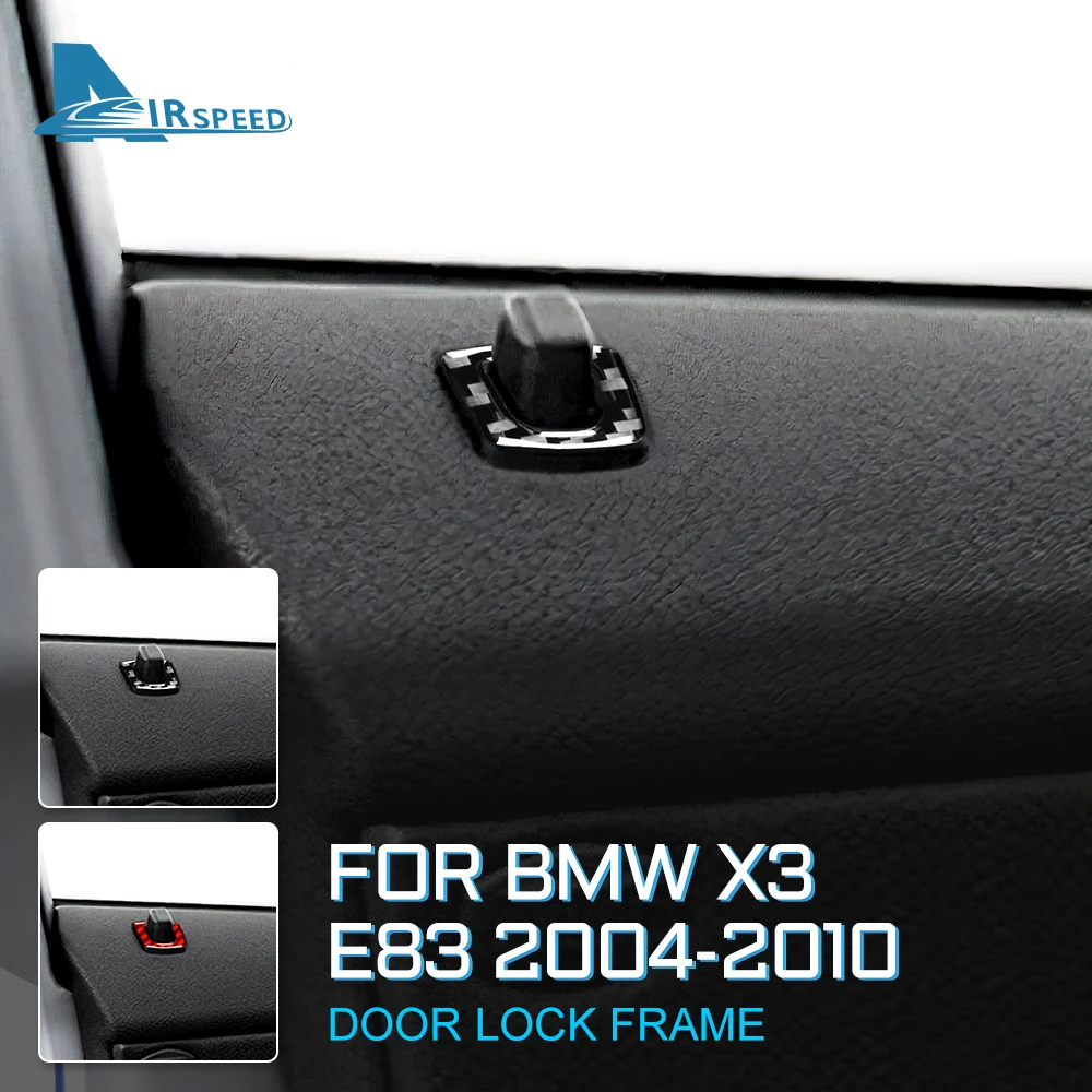 AIRSPEED 4pcs For BMW X3 E83 2004-2010 Carbon Fiber Sticker Car Door Lock Circle Ring Cover for E83 Interior Trim Accessories