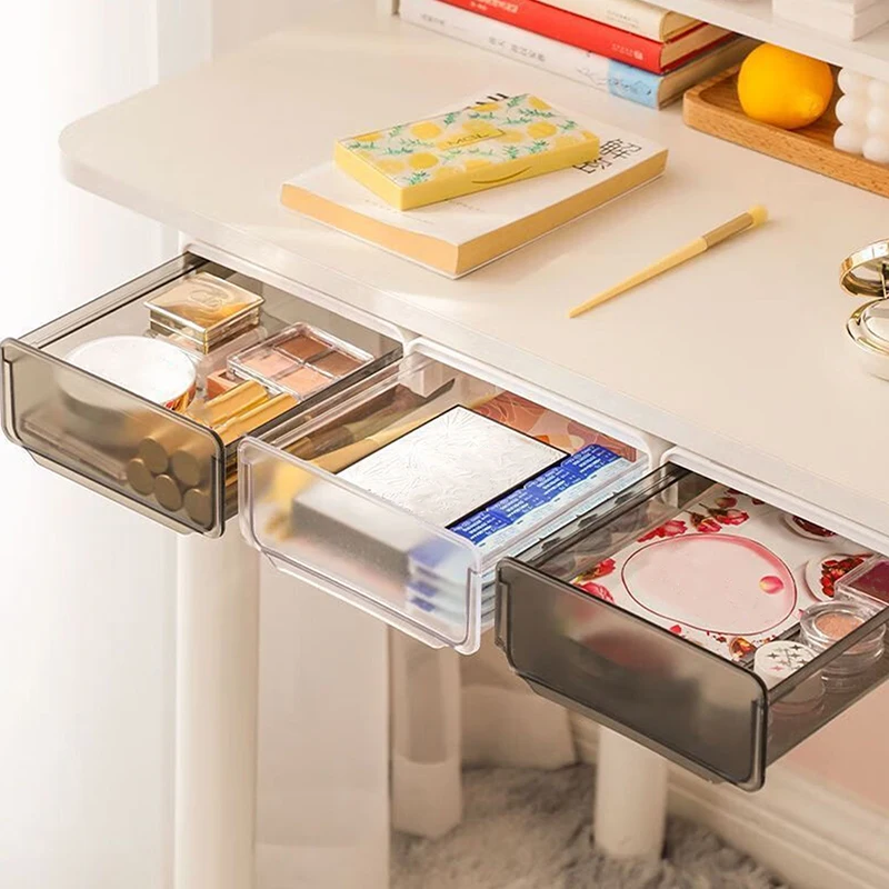 Invisible Under Desk Drawer Storage Box Office Storage Drawer Underdesk Organizer For Desktop Attachable Slide Out Drawer