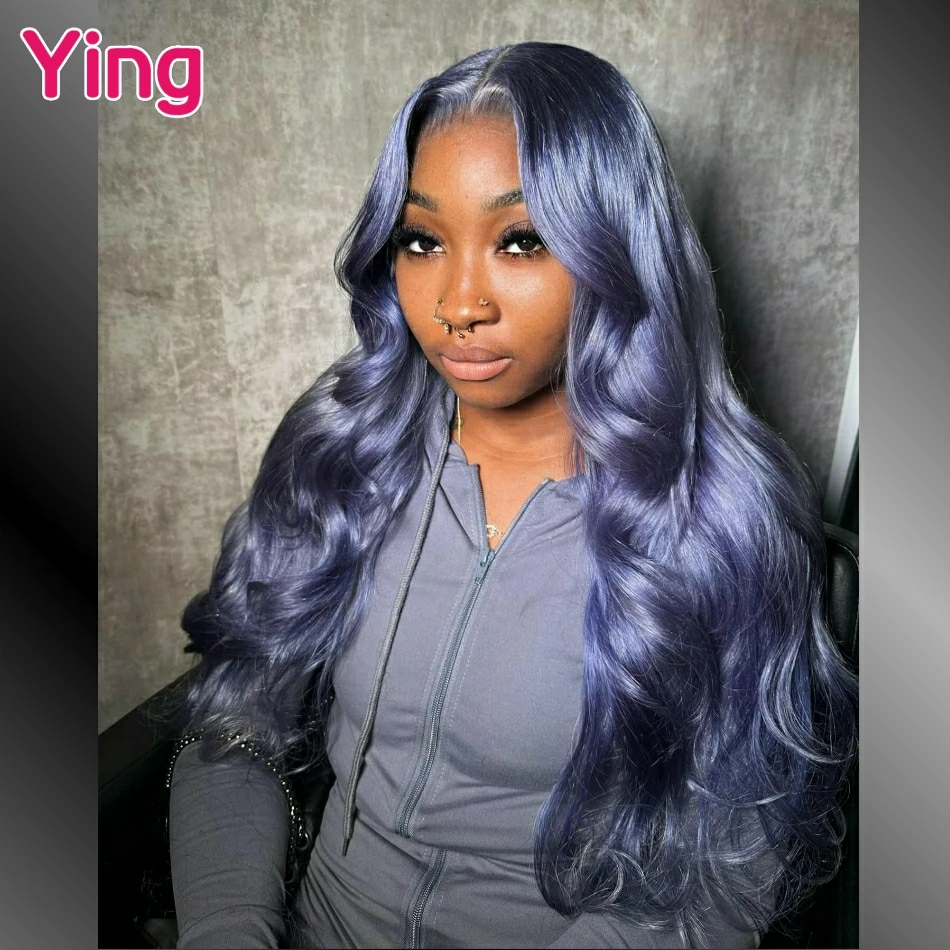

36Inch Gray Purple 13x6 Lace Front Human Hair Wigs For Women Brazilian 200 Density Body Wave 13x4 Lace Frontal Wigs Human Hair