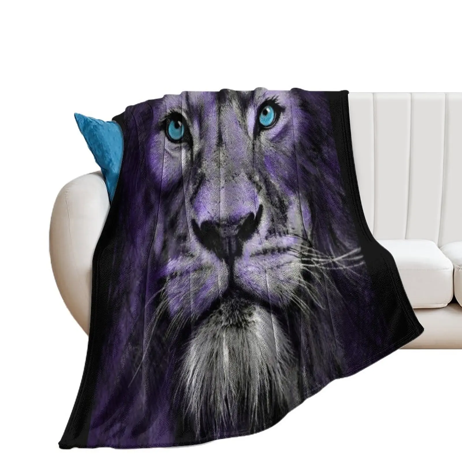 

Blue Eyed Lion - design by UMD Throw Blanket manga Luxury St Blankets