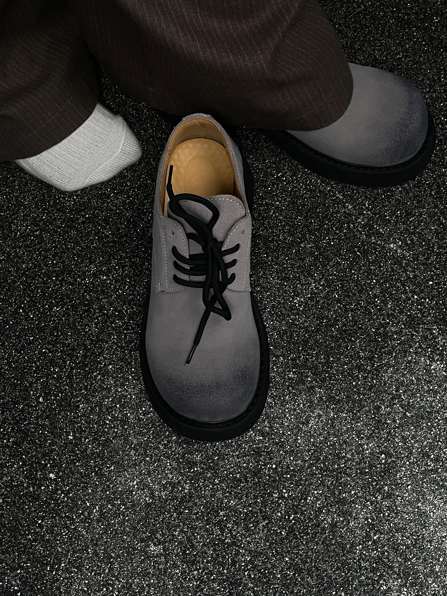 New Men's  Shoes Casual Thick Bottom Heightening Work Shoes Retro Big Head Shoes Commuting Leisure Leather Shoes