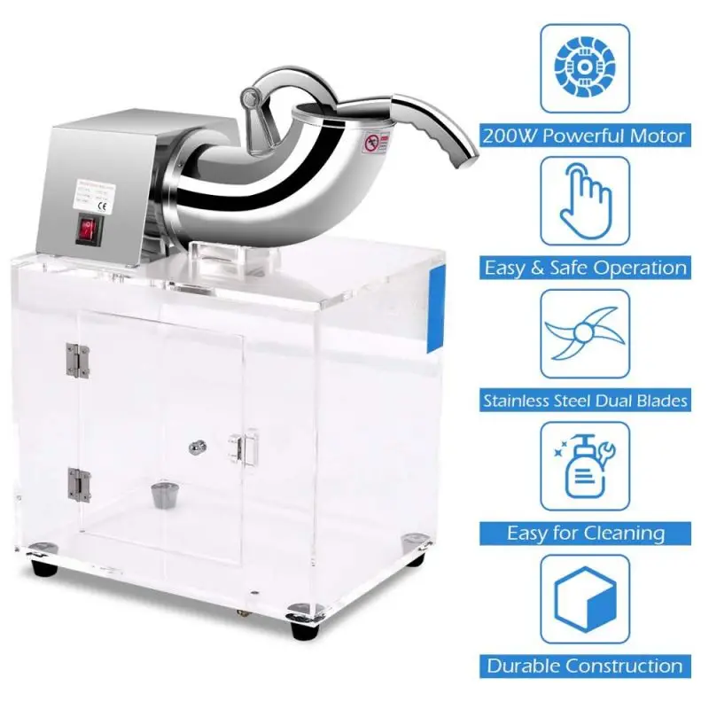 200W Stainless Steel Mini Ice Crusher Electric Ice Crusher & Household Razor Snow Cone Machine