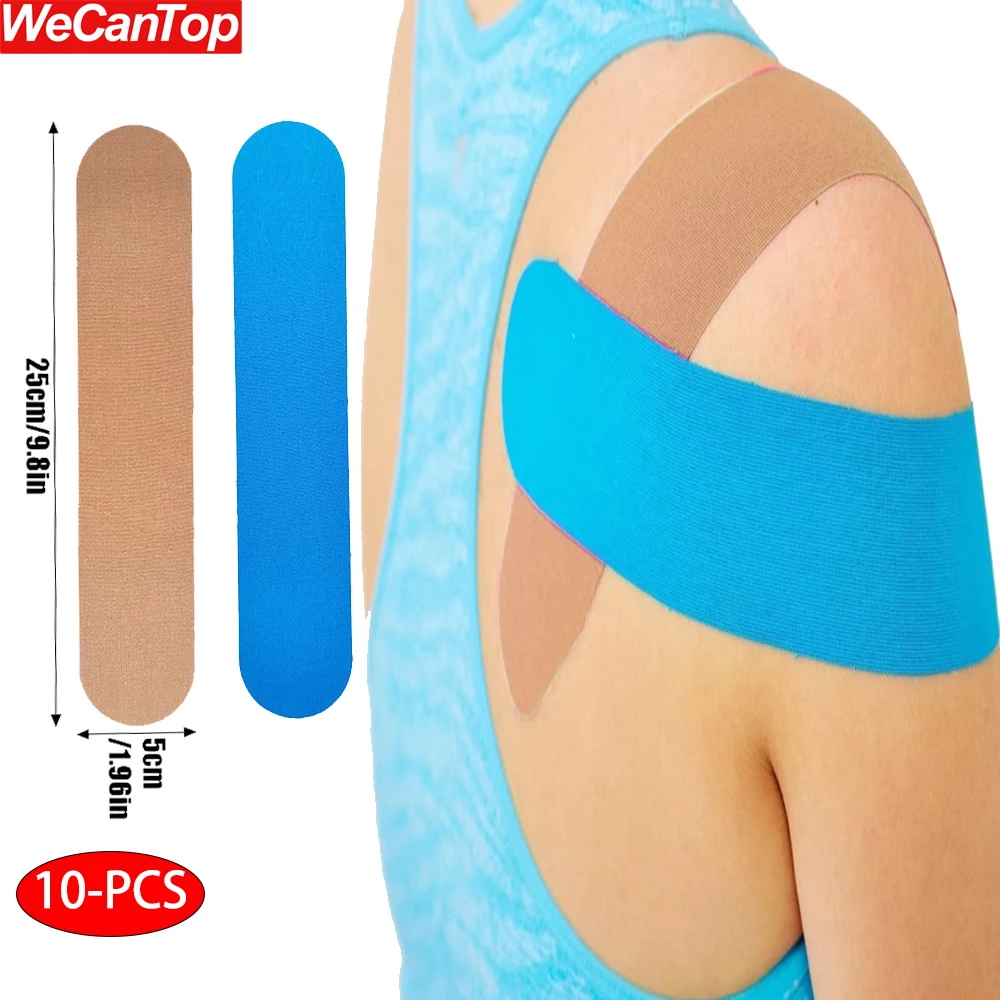 

10 PCS Premium Kinesiology Tape Precut Strips - Waterproof & Breathable Sports Tape for Muscle Pain Relief- Gym, Running, Tennis