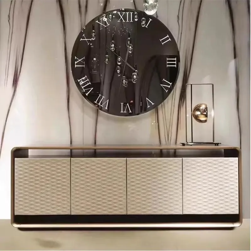 High End Simple Solid Wood Entrance Cabinet Luxury Sideboard for Villa Living Room Tea Room Decoration Light Luxury Style