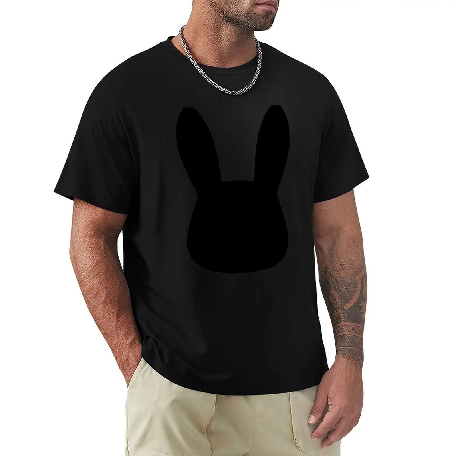 

Black rabit T-Shirt summer tops hippie clothes Aesthetic clothing mens graphic t-shirts hip hop