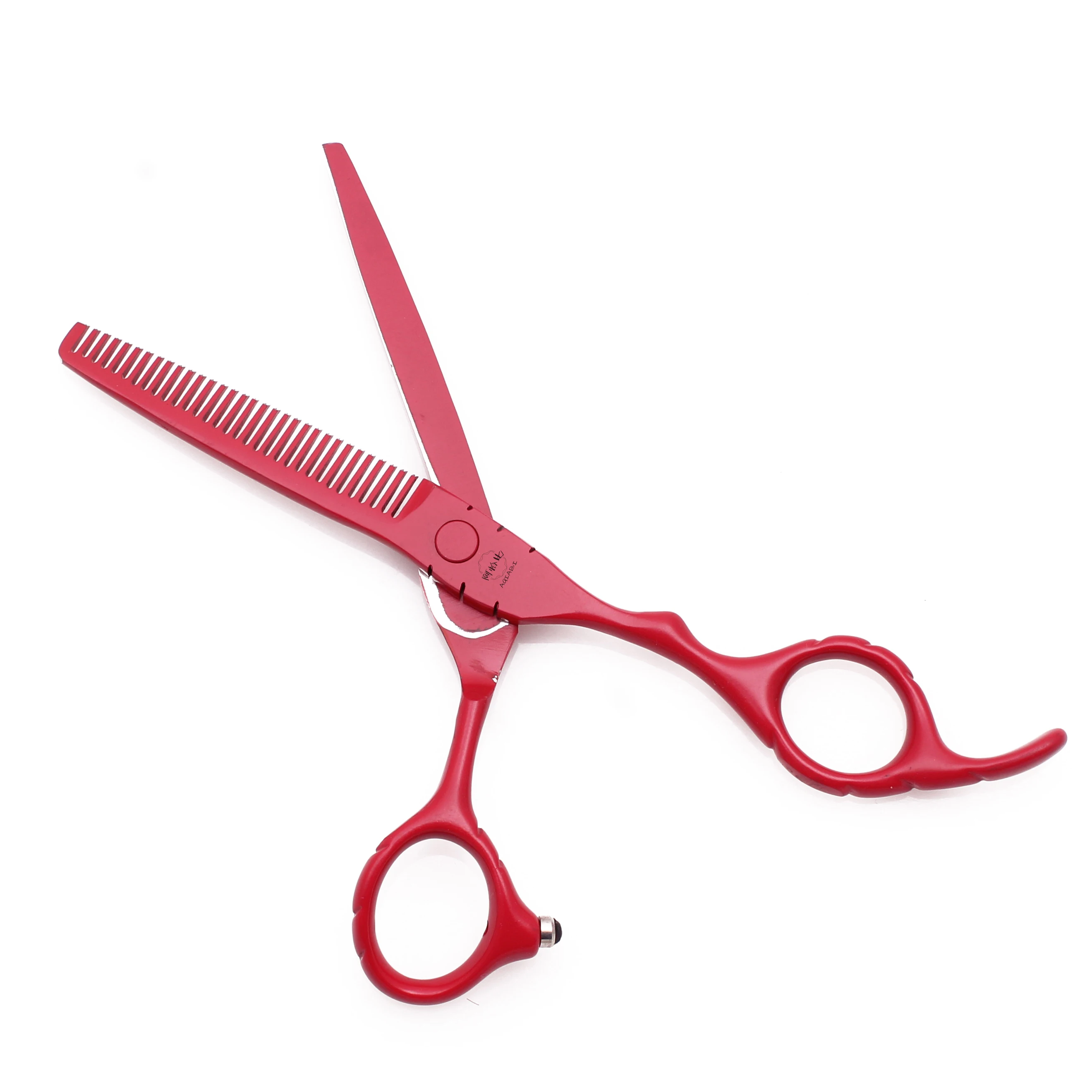 Professionelle Friseurschere 5,5" 6" AQIABI Japan Edelstahl Effilierschere Friseursalon Haarschneideschere Rot A1010 – Detail 12
