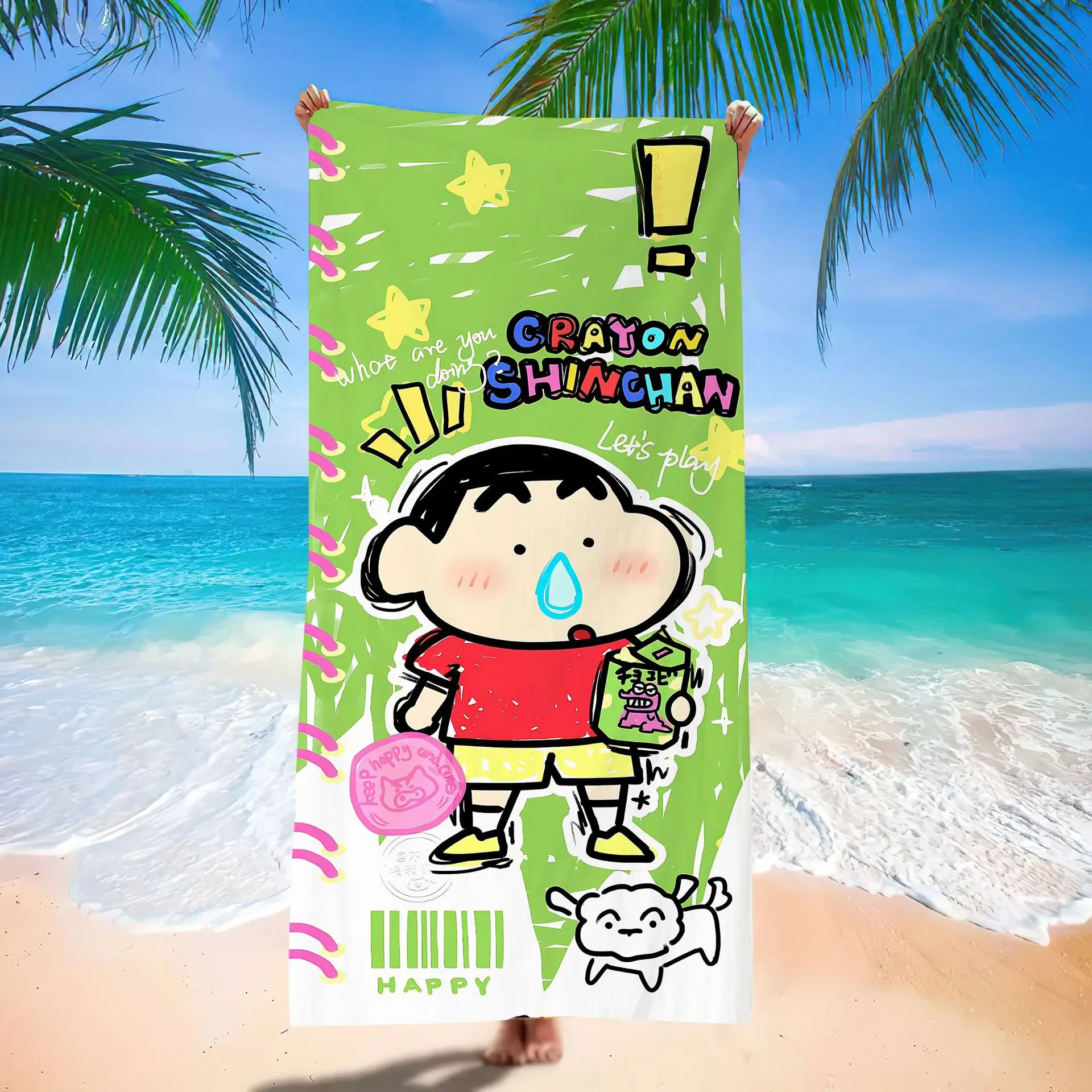 Toalla de baño de secado súper rápido, crayón pequeño, nueva toalla de playa, microfibra, forro polar de doble cara, Impresión Digital, toalla de playa cómoda