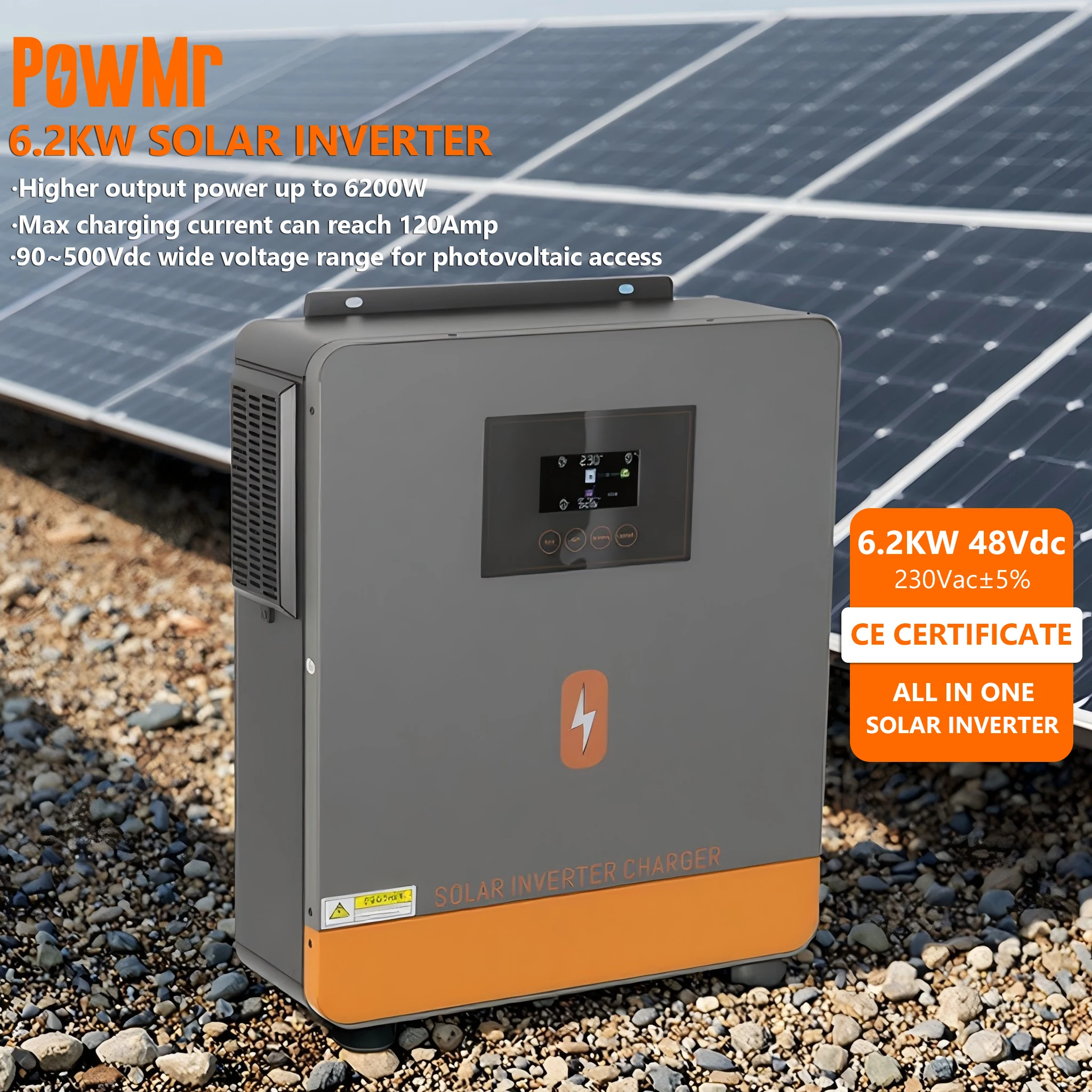 PowMr Hot Selling 6.2KW 48Vdc To 230Vac Max PV Power 6500W Single Phase MPPT Solar Inverter For Home Appliance