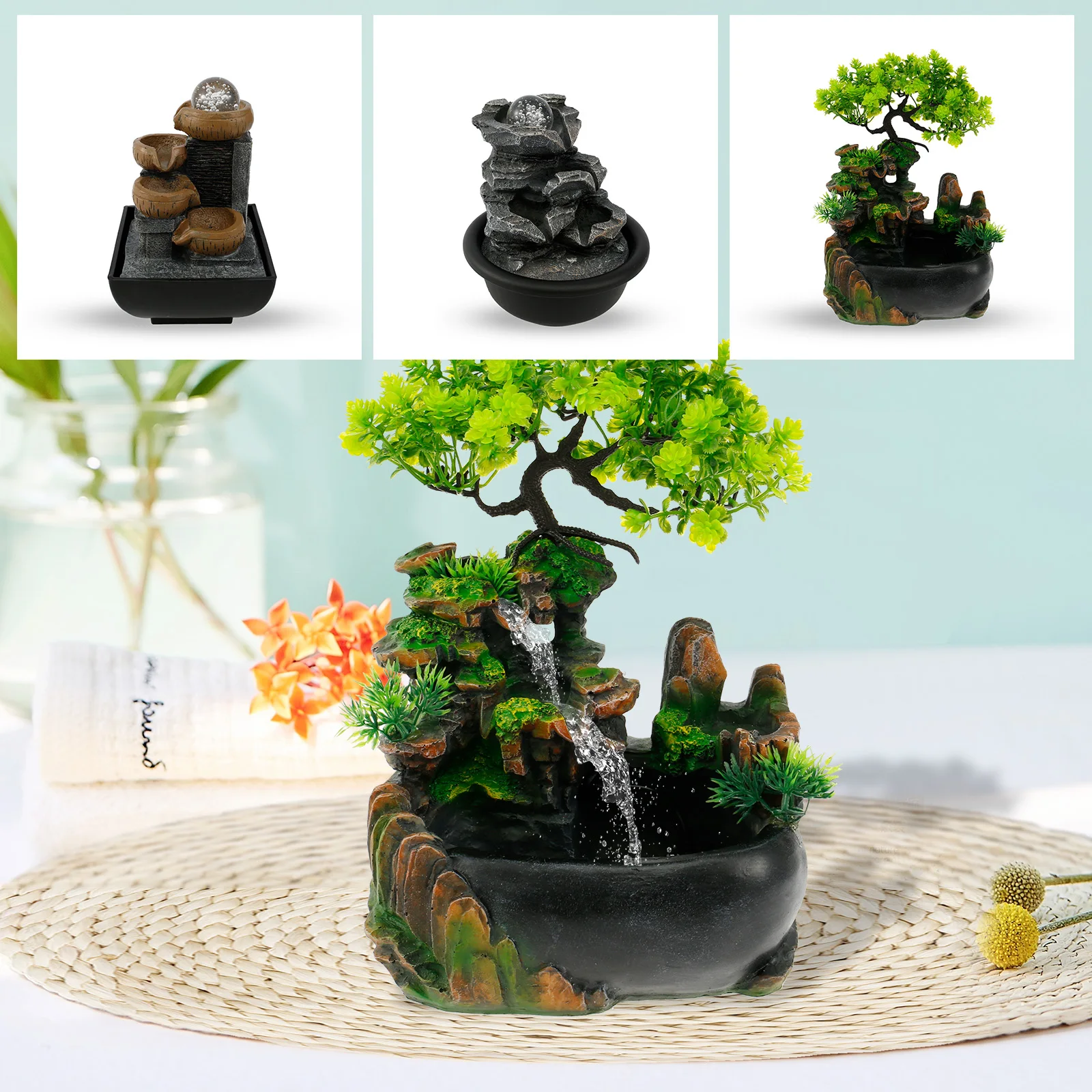 

Artistic Tabletop Water Landscape Indoor Easy-to-Use Meditation Waterfall Fountain Flowing Water Landscape Decoration for Office