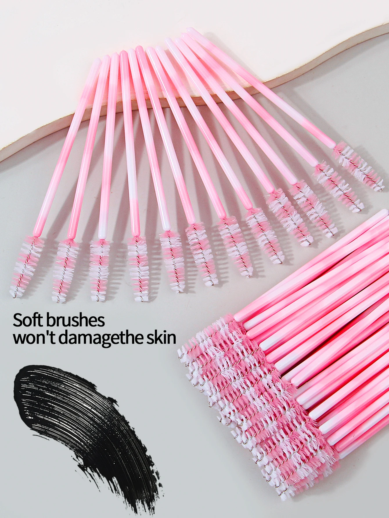 レインボーまつげブラシ,マスカラワンド,眉毛アプリケーター,まつげエクステ,化粧品化粧道具,50個