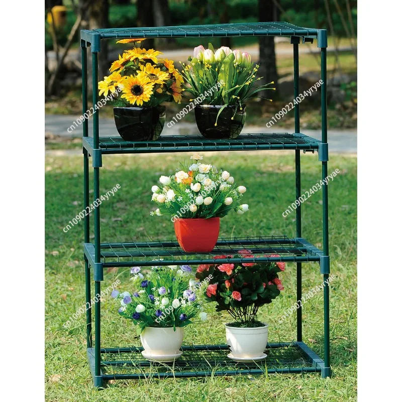 Modern 4-Tier Greenhouse Ladder Garden Flower Plant Shelving Storage Rack Eco-Friendly Metal Frame Easily Assembled