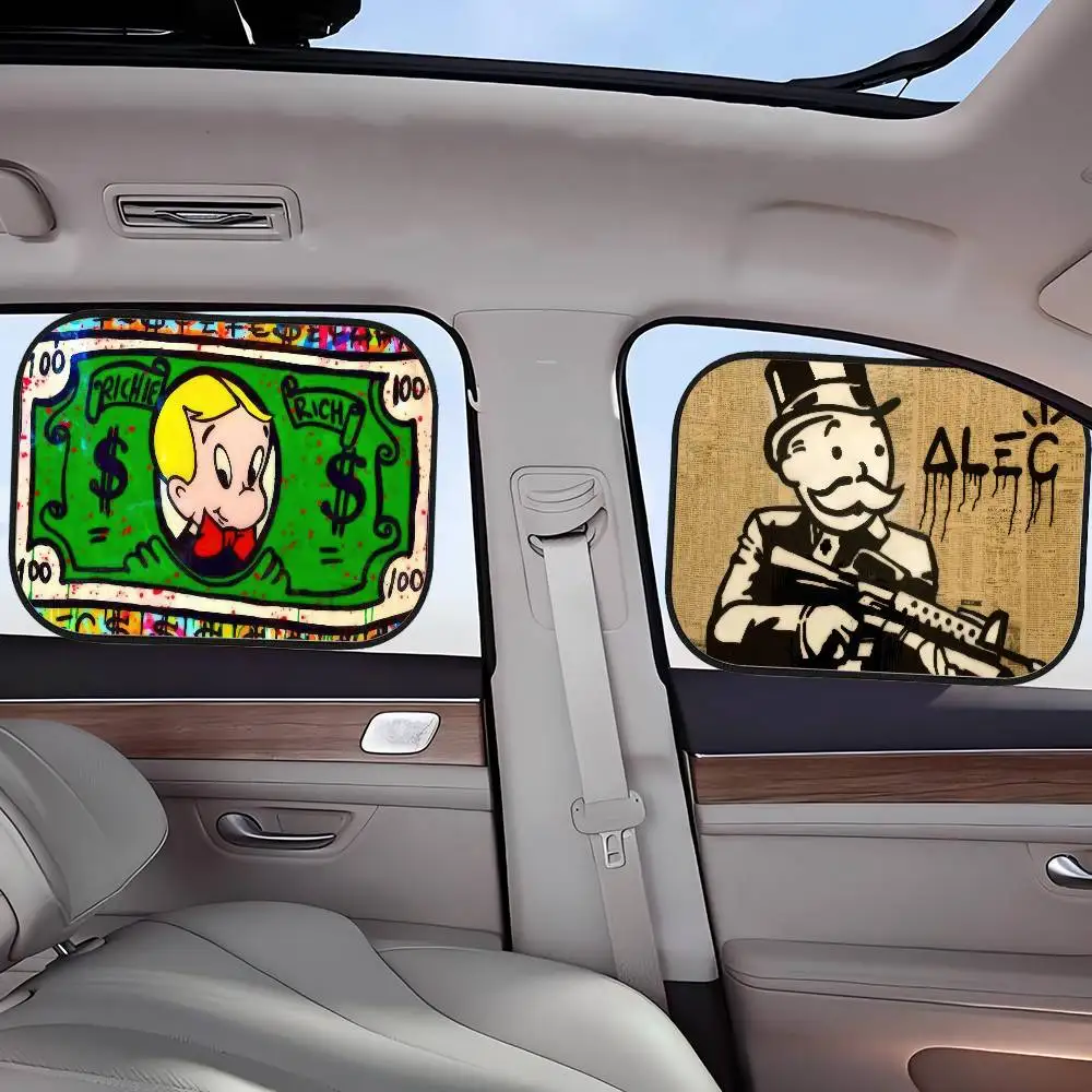 

Dollar Alec Monopoly Универсальные солнцезащитные козырьки для боковых окон, защита от ультрафиолета, автомобильная занавеска, козырек от солнца на окно автомобиля, защитное окно