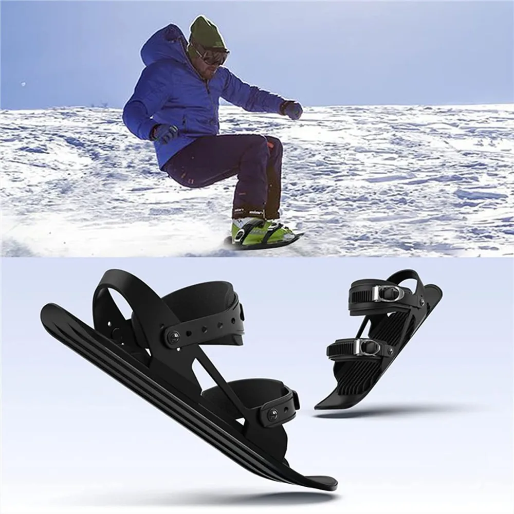 Mini Ski Skates Short Snow Skis Adjustable Strap Boot Bindings Durable Compact Snow Blades for Adults Outdoor Winter Fun 미니 스키