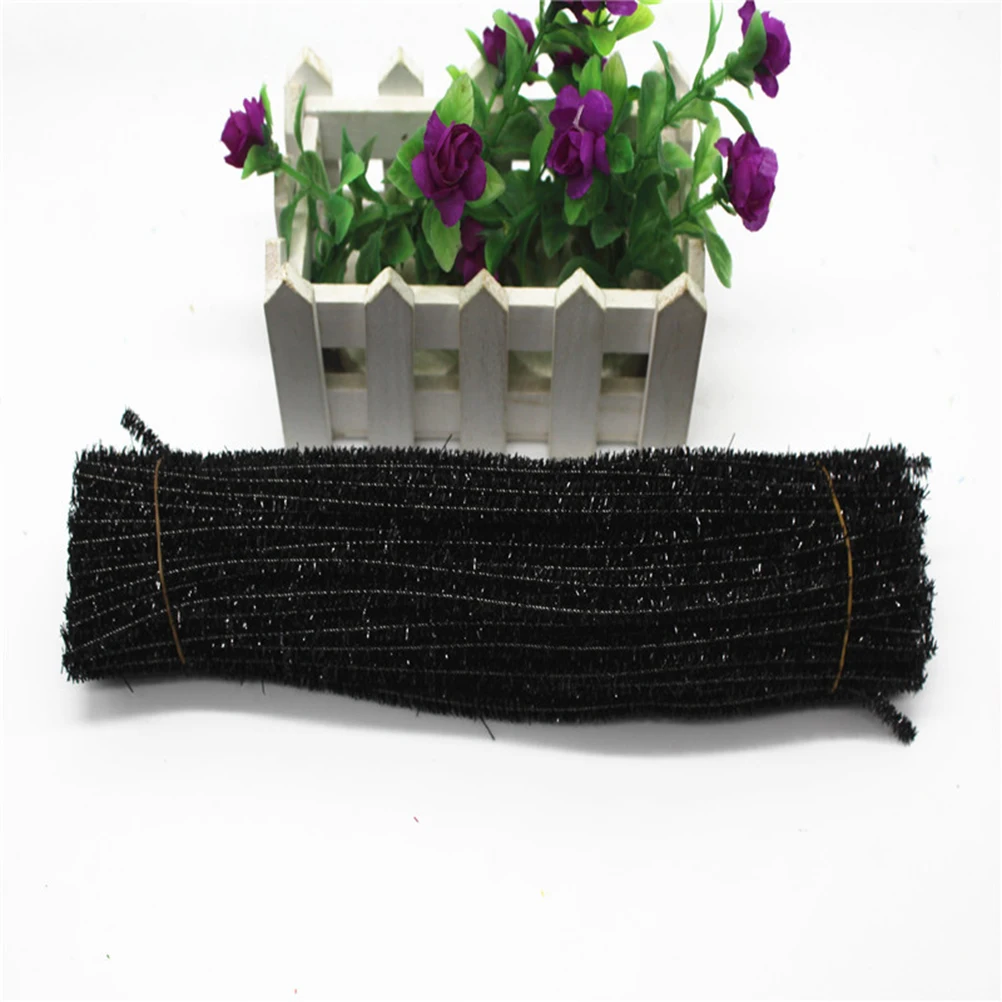 

200 Pcs Stick Glitter Twist Child Christmas Wired Ribbon Tinsel Garland Black Decor DIY Toys