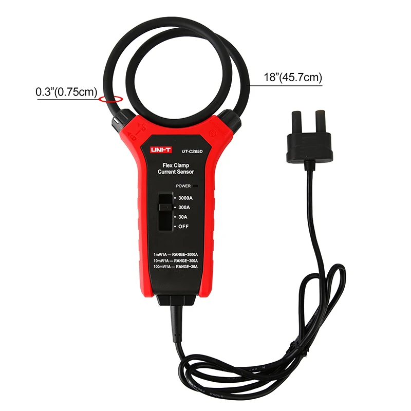 UNI-T UT-CS09D 3000A التيار المتناوب الحالي مرنة المشبك متر فليكس المشبك الاستشعار مقياس التيار الكهربائي تردد متر UT206B UT208B ينطبق
