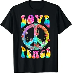 PEACE SIGN Love 60s Style Tie Dye Hippie Costume Shirt Unisex Style Shirts for Women Casual Tops Print Streetwear T-shirts