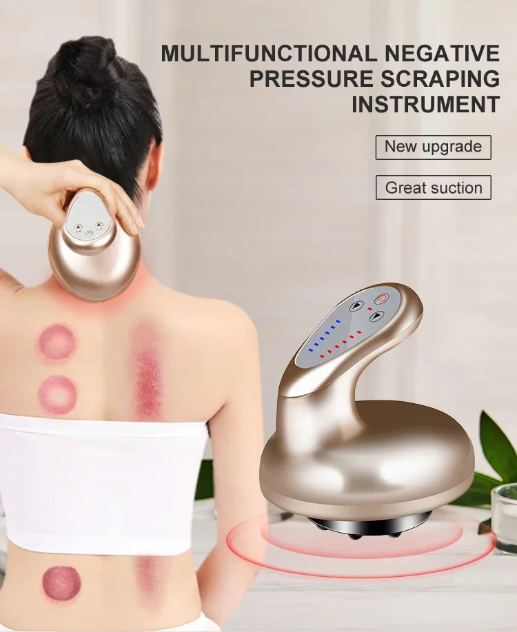 

USB Rechargeable Body Guasha Scraping Massager Cupping Massage Suction Cup IR Heating Anti-Cellulite Fat Burner Slimming health