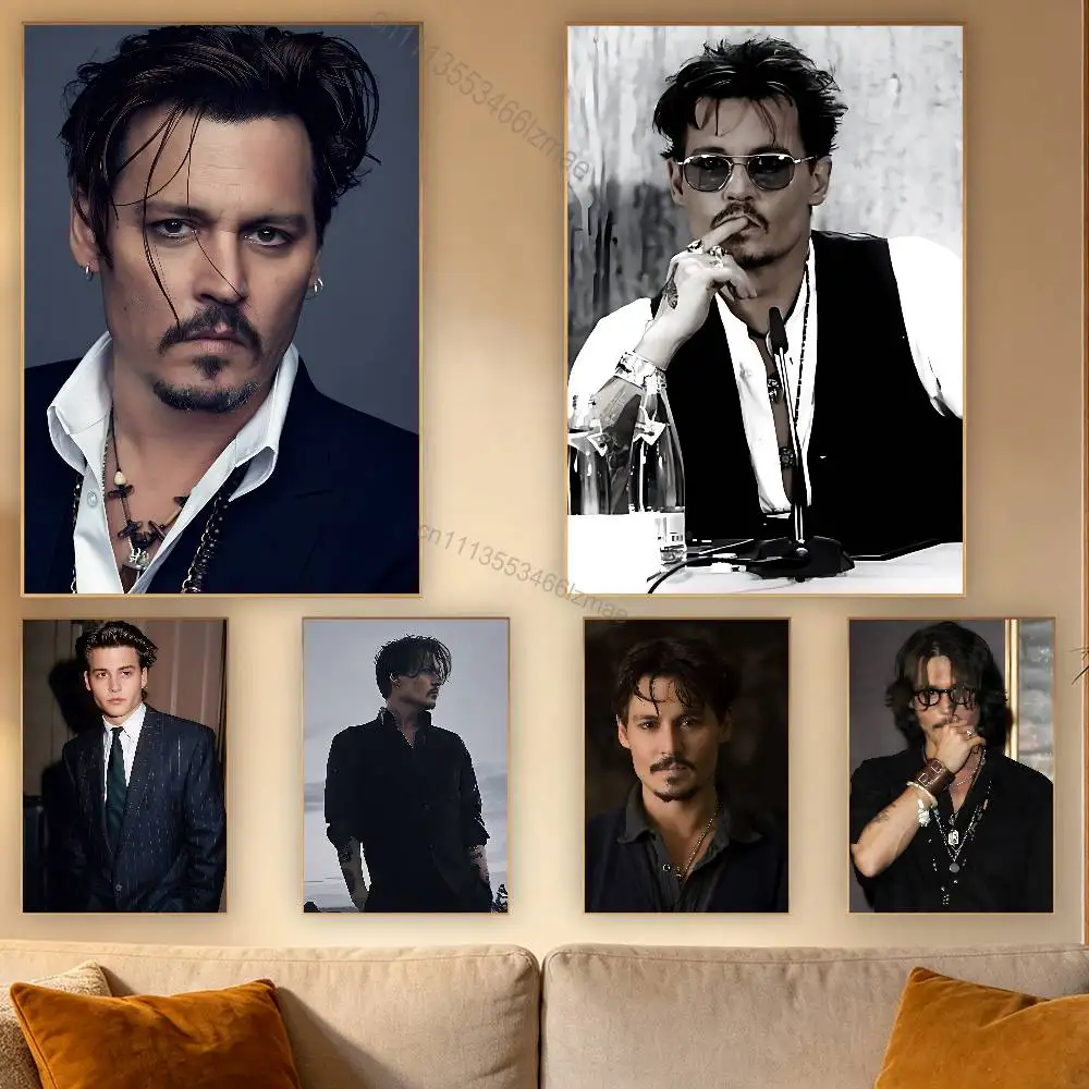 

Famous J-Johnny Actor Depp Retro Fashion Pictorial Poster Sticky Poster Paper Sticker DIY Room Bar Cafe Wall Decor Gift
