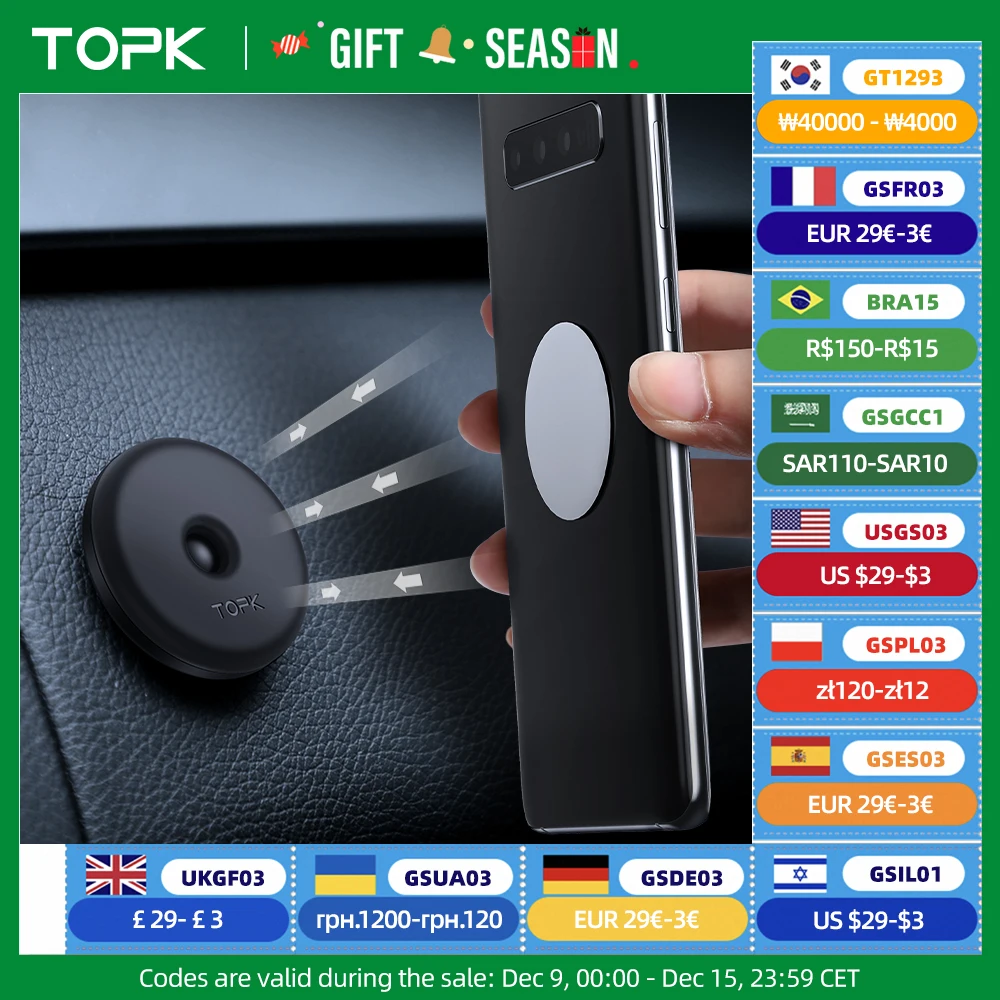 TOPK Magnetic Phone Holder for Car 4X Magnets Car Phone Mount Phone Holder Car Mount for Dashboard Compatible with All Phone