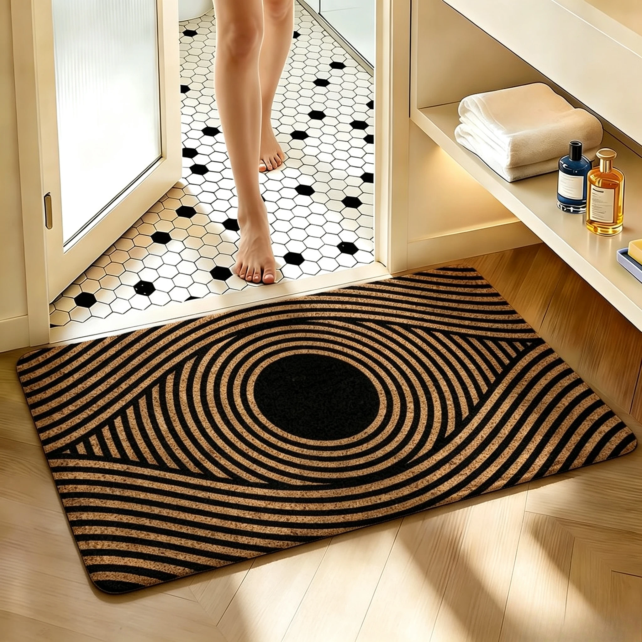 Bohemian Evil Eye Printed Doormat Mystic Eye Pattern Entry Floor Mat for Home Entrance Indoor Outdoor Decorative Welcome Rug
