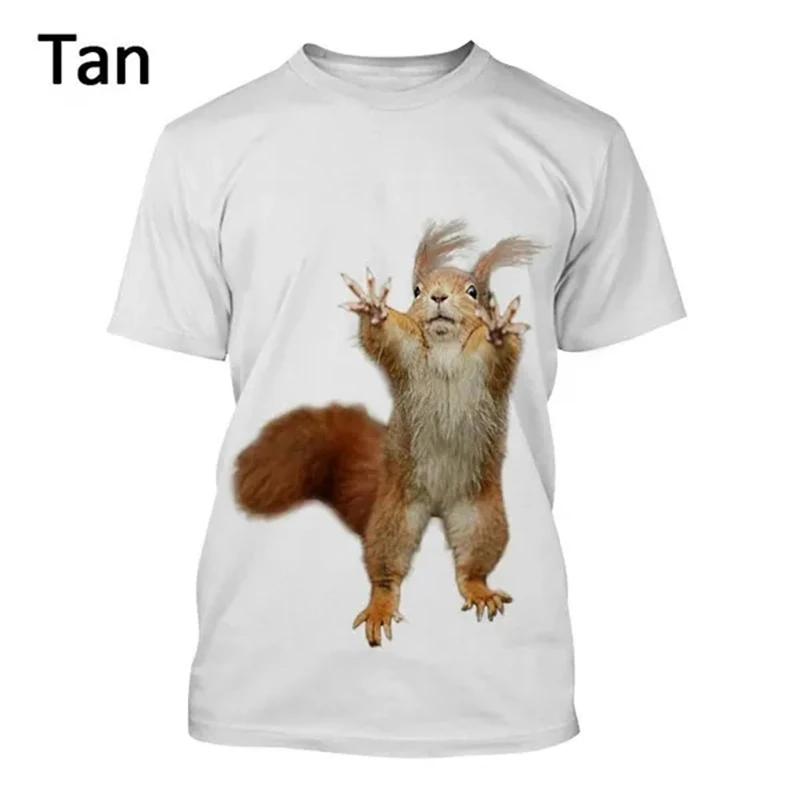 New Hot Sale Squirrel 3D Printed Cute Animal Graphic Funny T-Shirts Unisex Casual Fashion Short Sleeve T Shirts Streetwear Tops