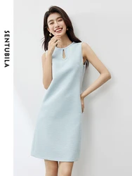 SENTUBILA Hollow Out A-line Dress Women 2024 Summer Slim Fit Solid Above Knee Dress Texture Party Pullover Dress 142L54303