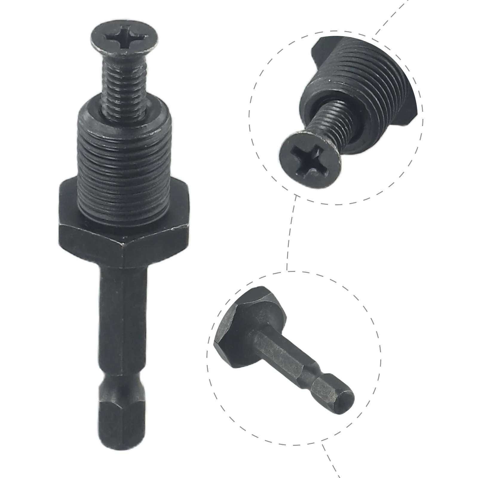 Drill Bit Accessory Hex Shank Adapter 1/4 to 1/2 Inch Male Thread with Torque Bearing for Reliable Chuck Holding