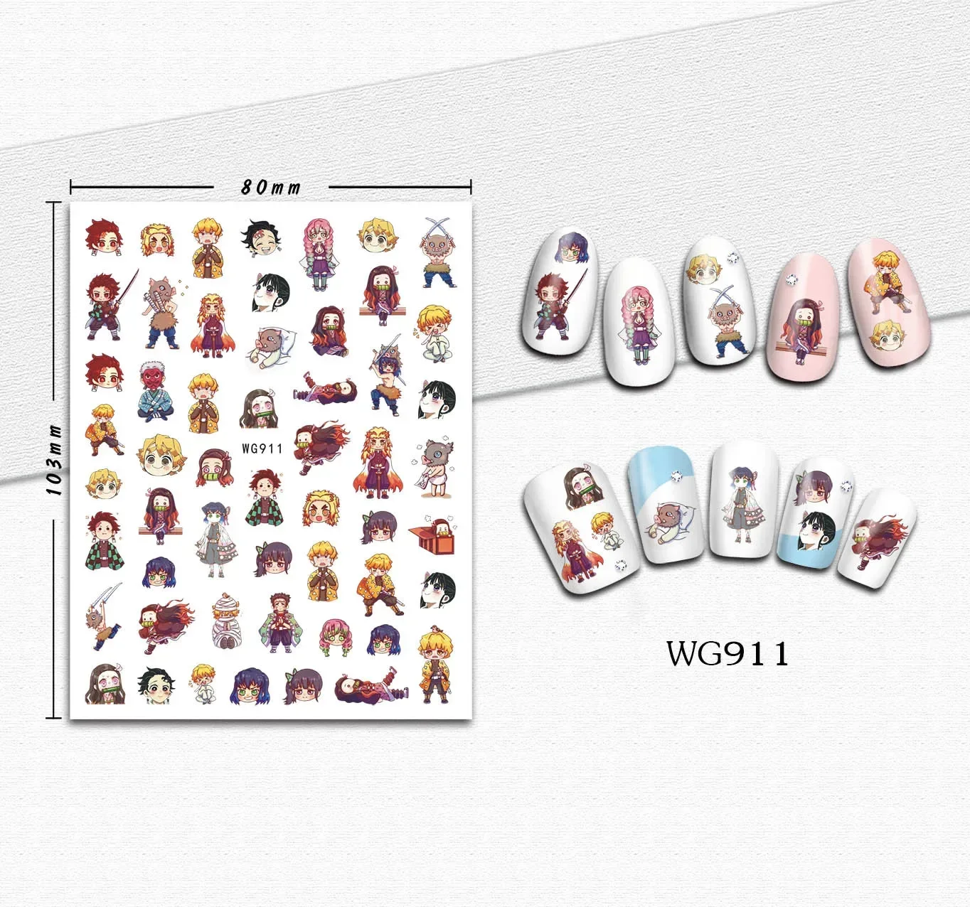 Demon Slayer Nail Stickers Anime 3D Adhesive Stickers Decals Nail Parts Nails Supplies Decoration Decals Manicure Accessories