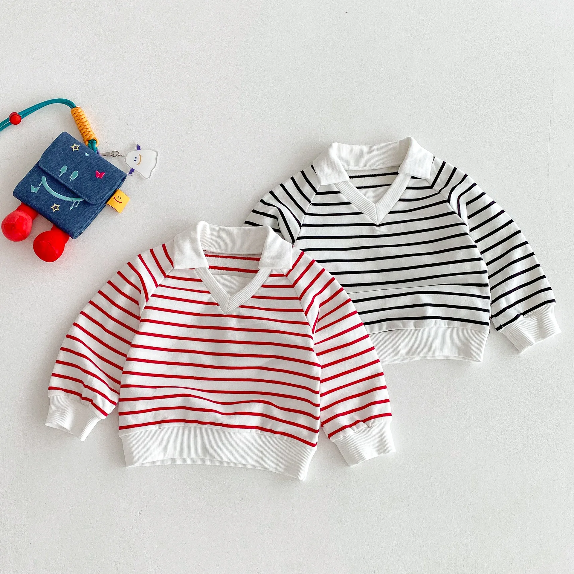 Kids Polo Shirts Autumn Winter Children's Sweater Striped Boys Girls Pullovers Long Sleeve Kids Tees Toddler Outfits Clothing
