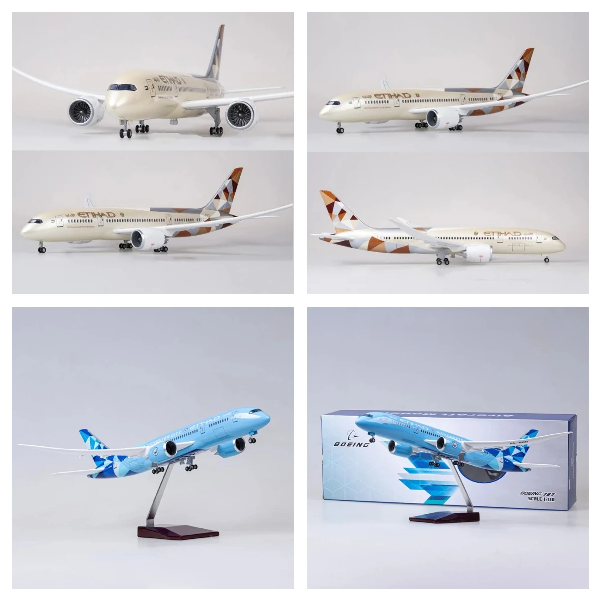

43CM 1/130 Model Airplane B787 Dreamliner Etihad Airline Aircraft Model Light Plane Adult Gifts Display home decor Accessories
