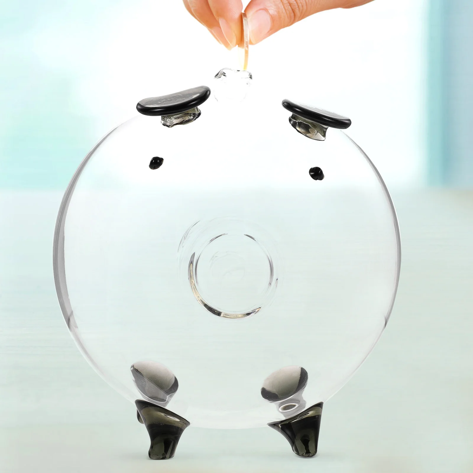 

Clear Glass Piggy Bank Pig-Shaped Coin Box for Creative Money Saving Pot Decorative Desktop Organizer Glass Piggy Bank