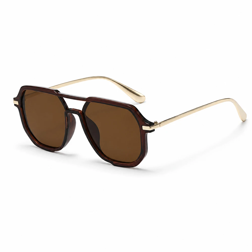 Retro Doppelbrücken-Sonnenbrille Quadratisch für Damen und Herren Vintage UV400 Modische Sonnenbrille für Täglichen Outdoor-Gebrauch – Detail 10