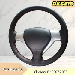DIY Car Steering Wheel Cover Faux Leather Breathable For Honda Jazz Fit 2005 2006 2007 2008 Steering Cross Wheel Braiding Cover