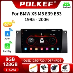 Radio Multimedia con GPS para coche, reproductor de vídeo con Android 12, 4G, Carplay, 2 Din, NO 2 Din, unidad principal, para BMW X5, M5, E39, E53, 1995-2006