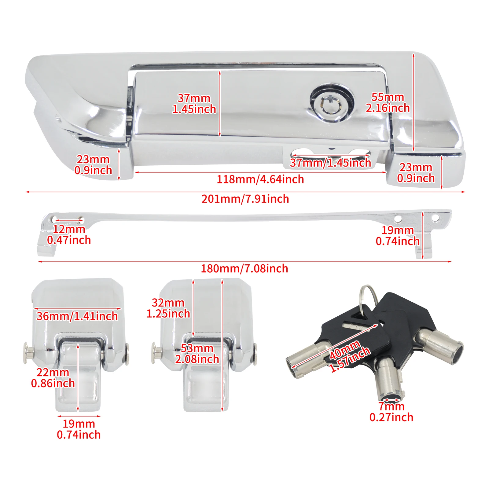 Motorcycle Tour Pack Trunk Latches Chrome Tour Pak Pack Trunk Lid Latch with Keys Fit for Harley For Touring For Road King