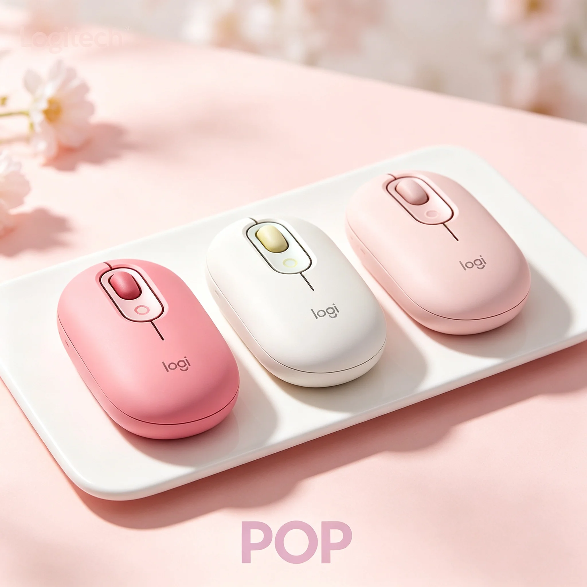 Original Logitech POP Mouse Quiet Bluetooth Wireless Mouse Easy Carry Pocket Size Mice
