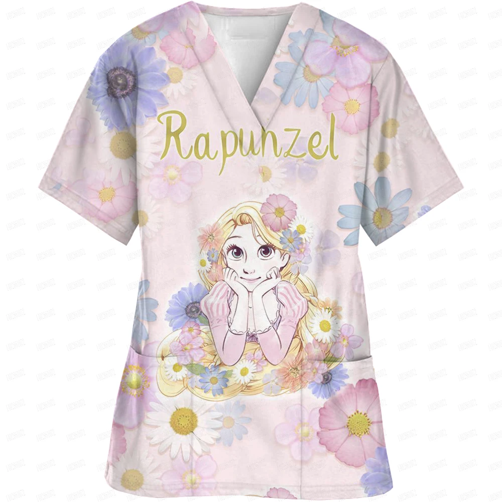 Tıbbi bluzlar cerrahi önlük doktor pediatrik hemşire hemşirelik fırçalayın Disney prenses baskılı veteriner üniforma diş fırçalayın 