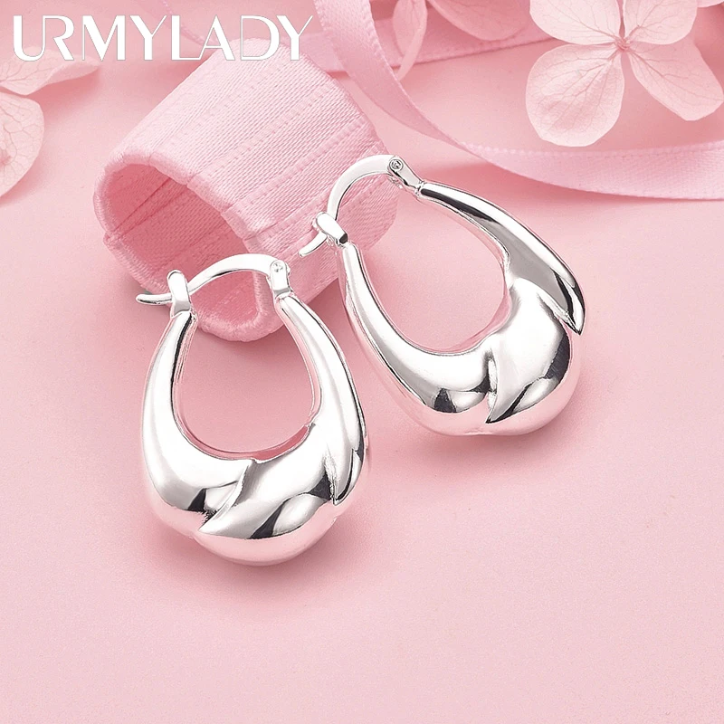 URMYLADY 925 فضة فاخر السلس أقراط مشبكية للنساء الأذن كليب حفل زفاف موضة حلية مجوهرات