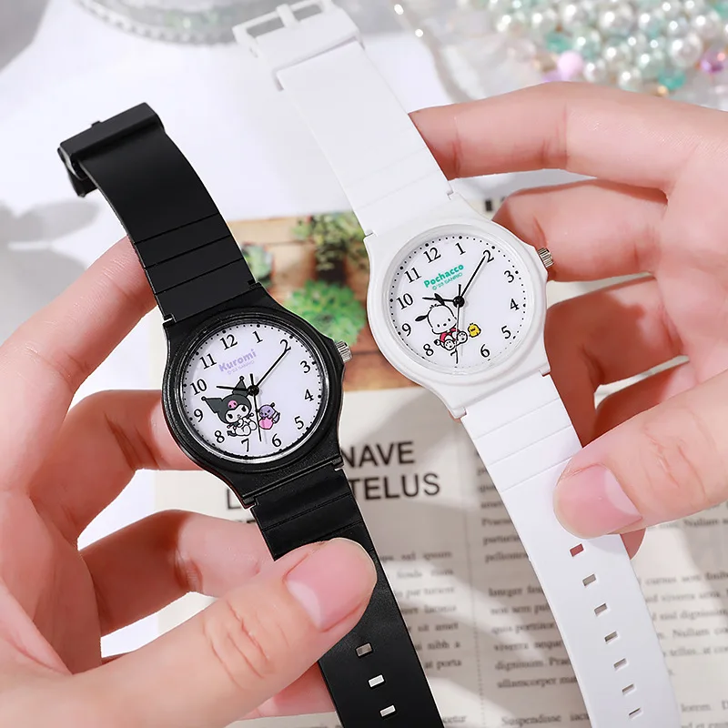 Sanrio Simple Fashion Kuromi Pochacco MyMelody Cinnamoroll Quartz Watch Women's Student Watch Silicone Strap Watch Birthday Gift