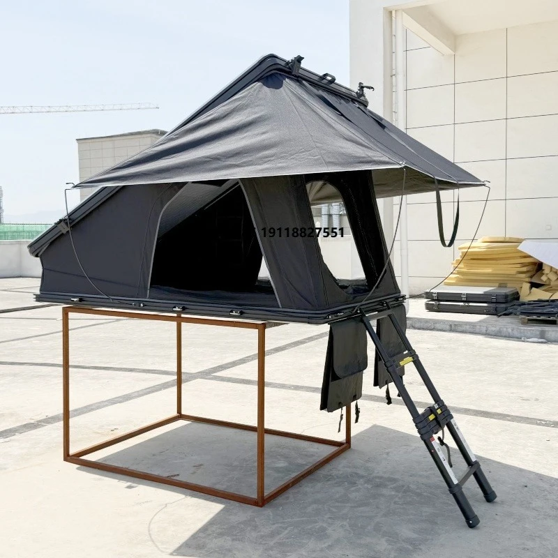 DrunkenXp Factory Directly Supply 2.1m the Tail Aluminum Triangle Car Rooftop Tent1.45m Width Hard Shell Roof Top Tent