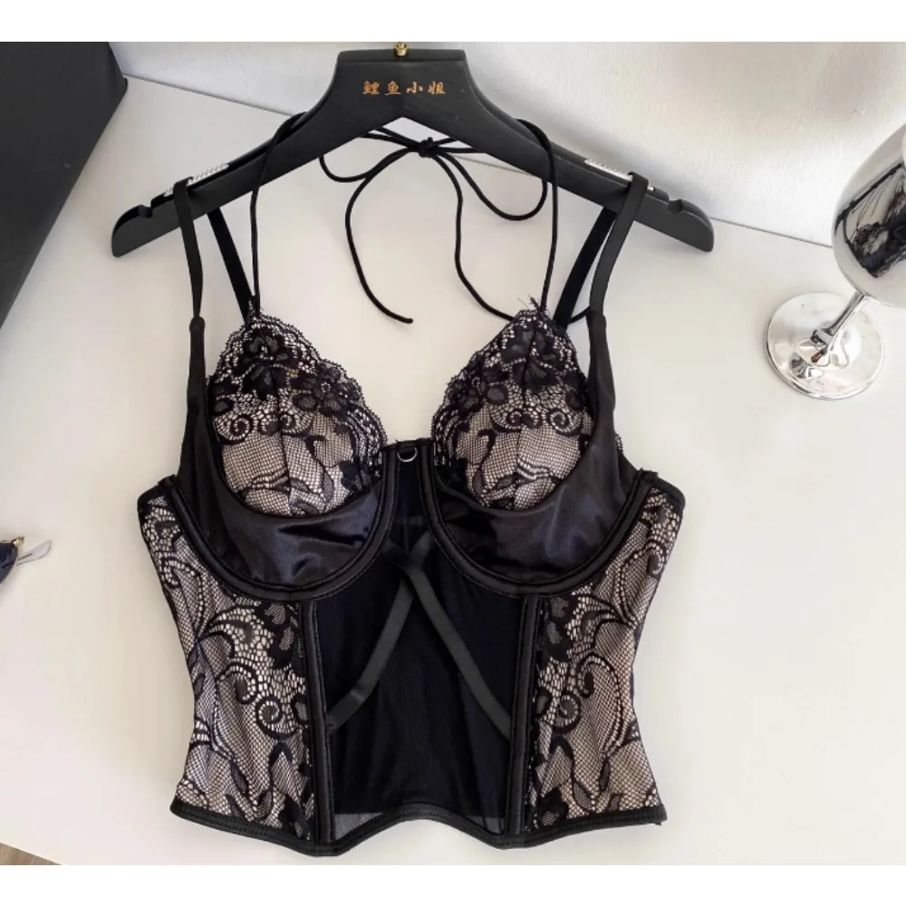 

Vintage asymmetrical Tank Top Korean Fashion Corset Bustier Summer Hotsweet Women Y2k Sling Crop Top