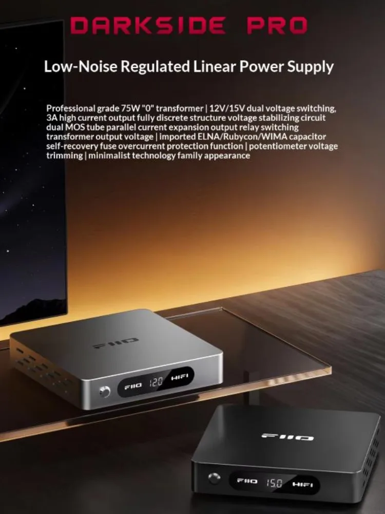 Fiio Darkside Pro Headphone Amplifier Low Noise Voltage Regulated Linear Power Supply 75w for DAC Hifi Audio Decoder Amplifier